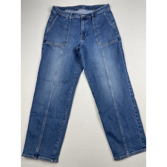 Old Navy Women's OG Loose High Rise Blue Jeans Size 14 Pockets Preppy Denim - Picture 1 of 10